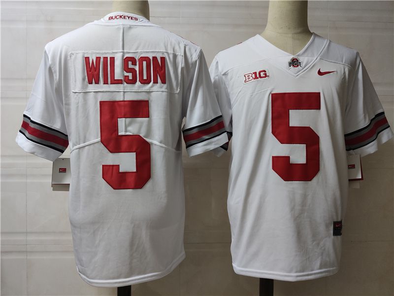Men Ohio State Buckeyes #5 Wilson White Nike 2025 NCAA Jersey